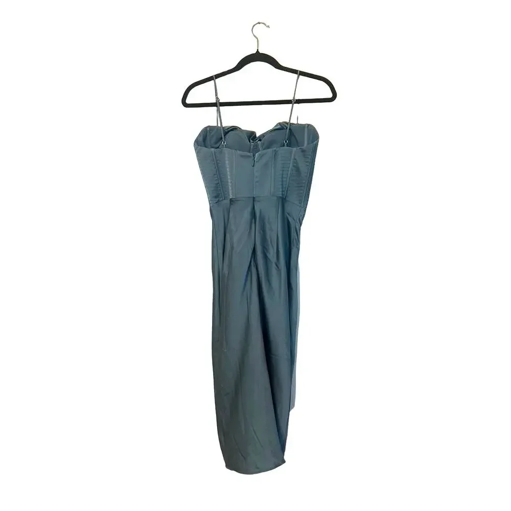NWOT House of CB Myrna Aegean Blue Corset Midi Dress - Picture 5 of 8